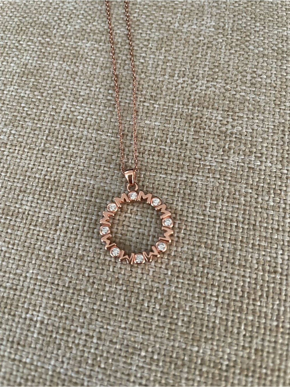 Rose Gold 'Mom' Circle Pendant Necklace